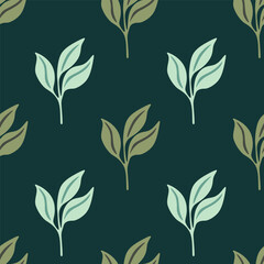 Simple leaves Seamless pattern. Decorative forest leaf endless wallpaper. Organic background.