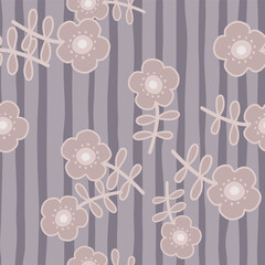 Doodle stylized flowers seamless pattern. Decorative naive botanical wallpaper. Cute flower background.