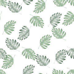 Abstract exotic plant seamless pattern. Botanical leaf wallpaper. Tropical pattern, palm leaves floral background.