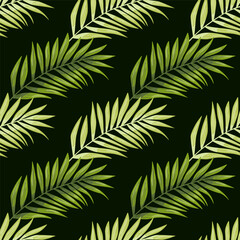 Naklejka na ściany i meble Abstract exotic plant seamless pattern. Tropical palm leaves pattern. Fern leaf wallpaper. Botanical texture. Floral background.