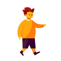 Little boy in full growth. Cartoon vector illustration in flat style
