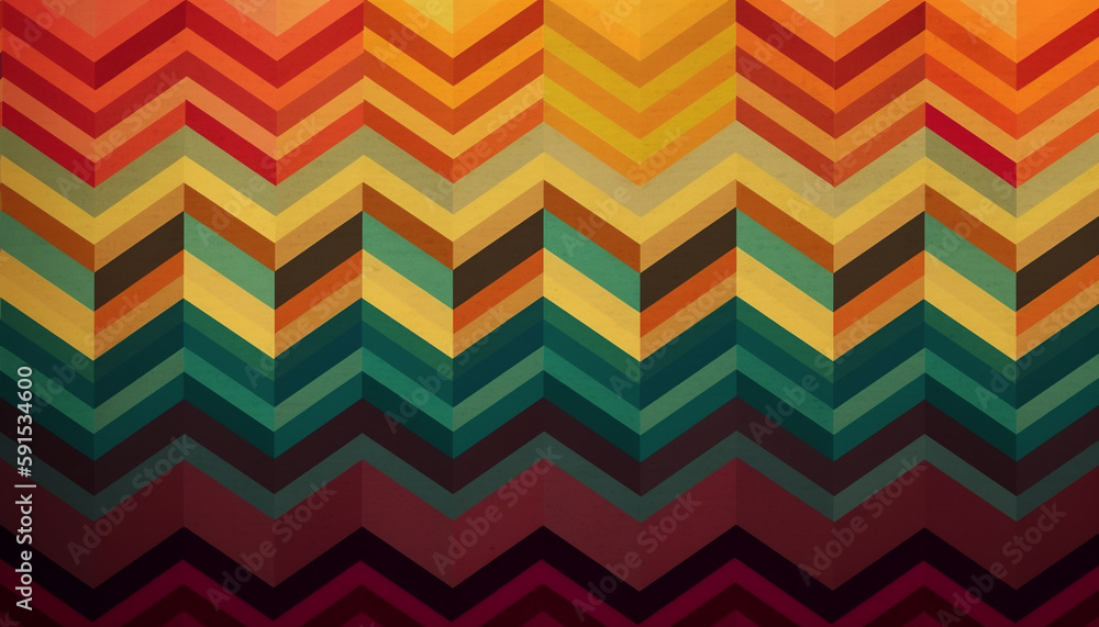 Fototapete Simple minimalist retro color trendy background and abstract colorful wallpaper. Artistic digital art geometric line stripe and wave, element and design material. Generative AI technology.