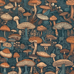 seamless pattern with mushrooms