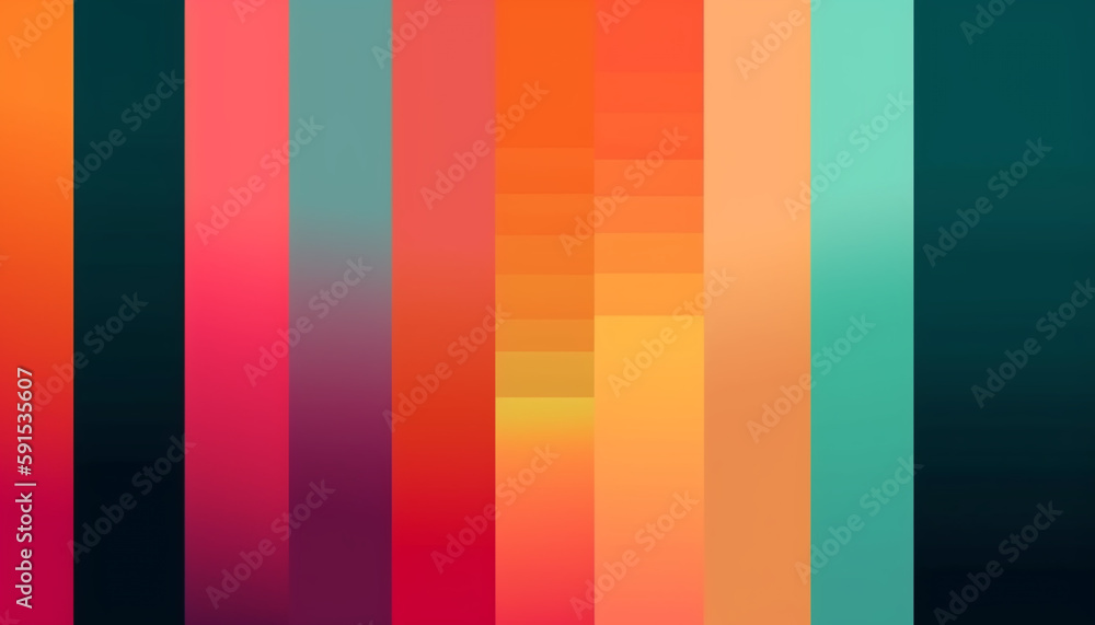 Poster Simple minimalist retro color trendy background and abstract colorful wallpaper. Artistic digital art geometric line stripe and wave, element and design material. Generative AI technology.