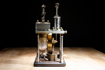 closeup of a stirling engine construction