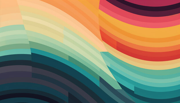 Simple minimalist retro color trendy background and abstract colorful wallpaper. Artistic digital art geometric line stripe and wave, element and design material. Generative AI technology.