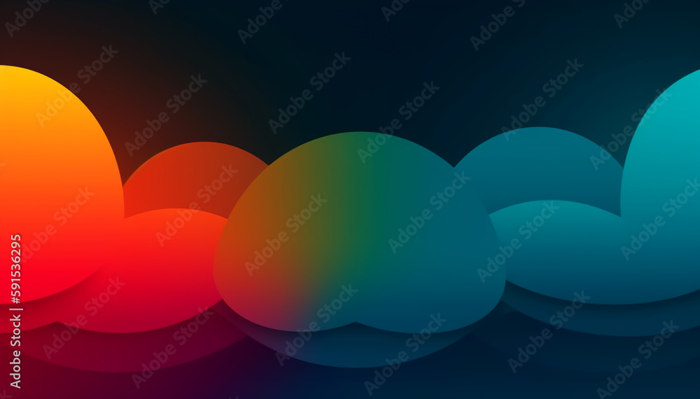 Fototapete Simple minimalist retro color trendy background and abstract colorful wallpaper. Artistic digital art geometric cloudy, element and design material. Generative AI technology..