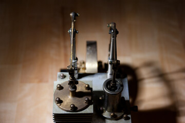 closeup of a stirling engine construction