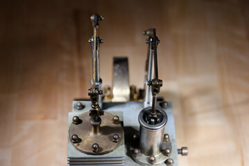 closeup of a stirling engine construction