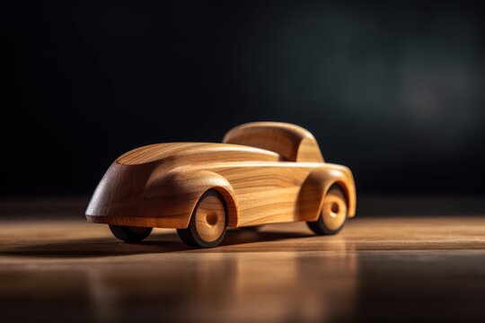 Wooden toy car. Pinewood derby toy car made from wood.