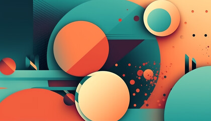 Obraz premium Simple minimalist retro color trendy background and abstract colorful wallpaper. Artistic digital art geometric line stripe and wave, element and design material. Generative AI technology.