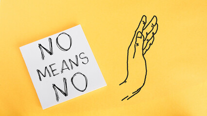 No means no is shown using the text and picture of arm