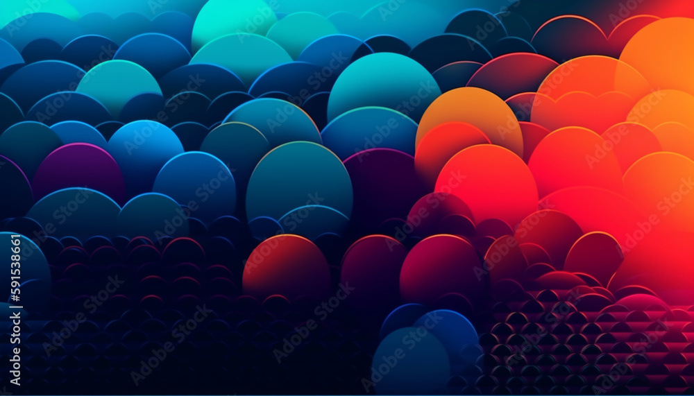 Fototapete Simple minimalist retro color trendy background abstract colorful wallpaper and backdrop. Digital art geometric line stripe bar element design material. circle abstract. Generative AI technology.