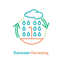 Rainwater harvesting system sign. Editable vector illustration