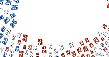 3d golden 25 years anniversary celebration with star background