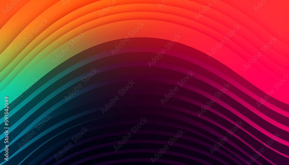 Fototapete Simple minimalist retro color trendy background and abstract colorful wallpaper. Artistic digital art geometric line stripe and wave, element and design material. Generative AI technology.