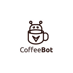 Coffee Bot Logo Design Drink