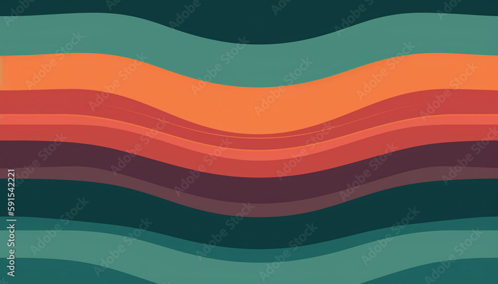 Fototapete Simple minimalist retro color trendy background and abstract colorful wallpaper. Artistic digital art geometric line stripe and wave, element and design material. Generative AI technology.