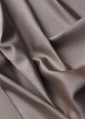 Gray fabric background, elegant cloth folds, silk texture textile 3d illustration