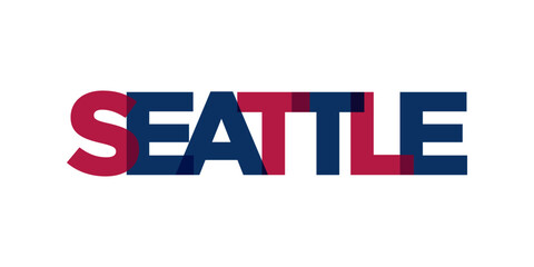 Seattle, Washington, USA typography slogan design. America logo with graphic city lettering for print and web.