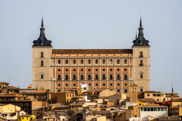 View of The Alcazar of Toledo. It is a stone renaissance fortification located in the highest part of Toledo. During the Spanish Civil War, Nationalist army held the building against overwhelming Span