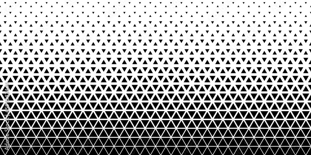 Wall mural black and white halftone triangles pattern. abstract geometric gradient background. vector illustrat