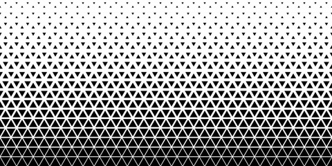Black and white halftone triangles pattern. Abstract geometric gradient background. Vector illustration. - obrazy, fototapety, plakaty