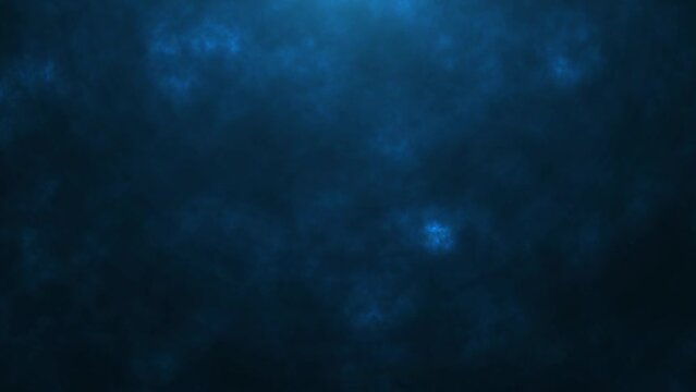 abstract animated dark blue clouds, lights in the deep ocean concept