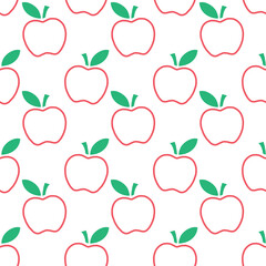 Cute Red apple seamless pattern. On the light background.. Fruit tasty background.