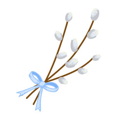 cut willow twigs with a blue bow