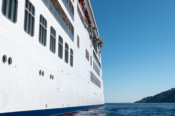 Side view of luxury cruise ship.