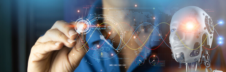 The concept of using artificial intelligence to control the system, industry using artificial intelligence,industry 5.0