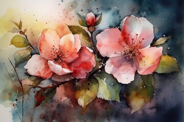 Obraz na płótnie Canvas watercolor floral composition, generative AI