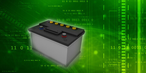 3d rendering Electrical energy and power supply source concept, accumulator inverter battery with charging level indicator