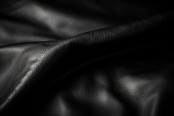 Fototapeta premium Black Leather Background With Smooth, Polished Texture. Generative AI