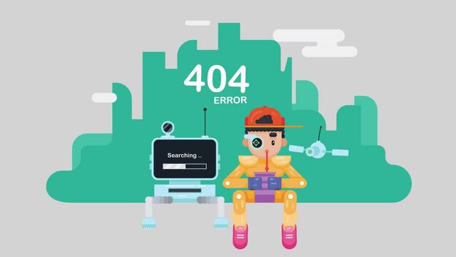 Animated 404 error page template.