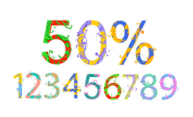 SALE Percents. You can set any discount from the collection of vector paint digits