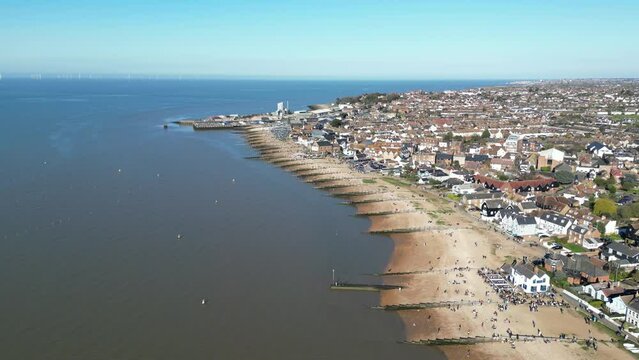 High Aerial Track Whitstable Beach and Town