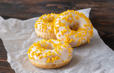 Three lemon donuts