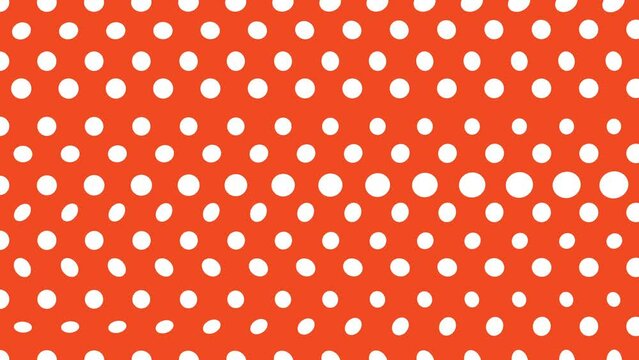 White polka dots on bright red background loop animation