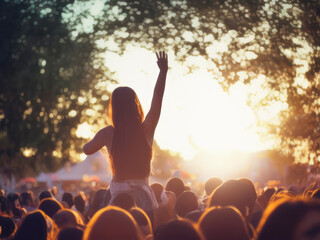 Outdoor festival event filled with happiness and good summer memories. AI generated