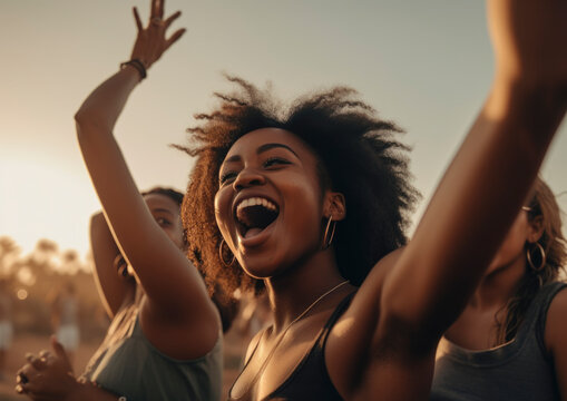 Outdoor festival event filled with happiness and good summer memories. AI generated