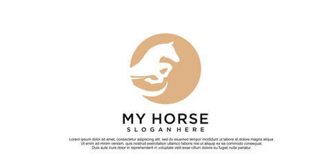 Horse care logo with creative design premium vector