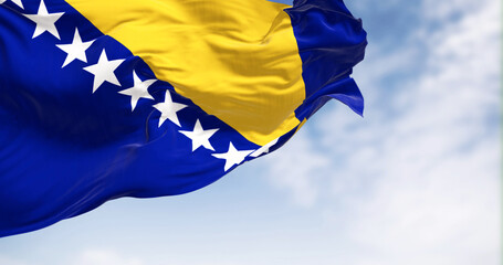 Flag of Bosnia and Herzegovina waving in the wind