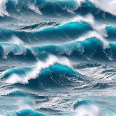 Fototapeta na wymiar sea waves, seamless pattern, Generative AI