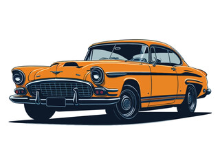 Orange Classic Car Vector Illustration
