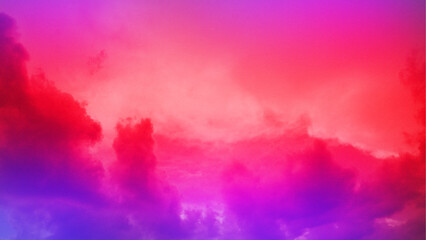 Fototapeta premium Colorful clouds Paint water mix. Mysterious storm sky. Red pink and purple glowing fog cloud wave abstract art background with free space.