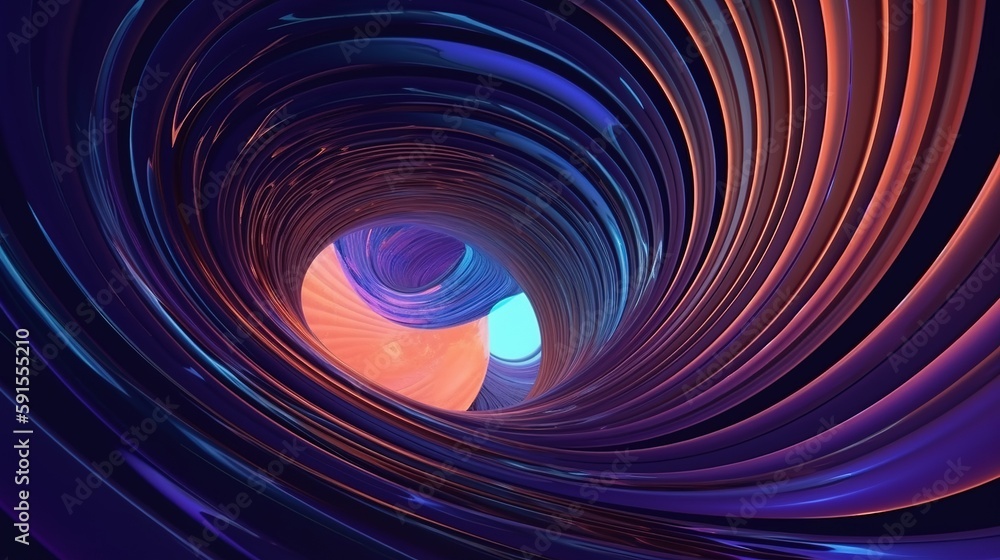 Poster abstract 3d colorful swirl spirals colorful shiny loop background, 3d swirl loop background. generat
