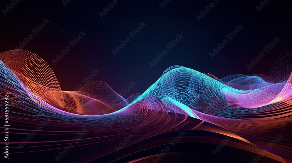 Poster abstract fractal technology workflow wave background, technology holographic data wave background. g