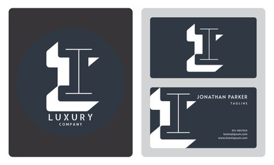 Fototapeta premium Luxury vector logotype business card template. Premium letter i logo with luxury business card design. Elegant corporate identity.